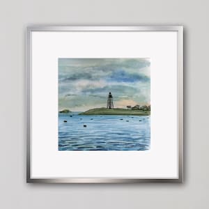 Marblehead Lighthouse at Dusk-  Giclee Print on watercolor paper