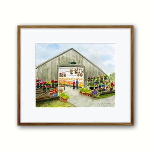 Children at Autumn Farm Stand - Tendercrop Farm - High Quality Giclee Print by Elizabeth Bradley