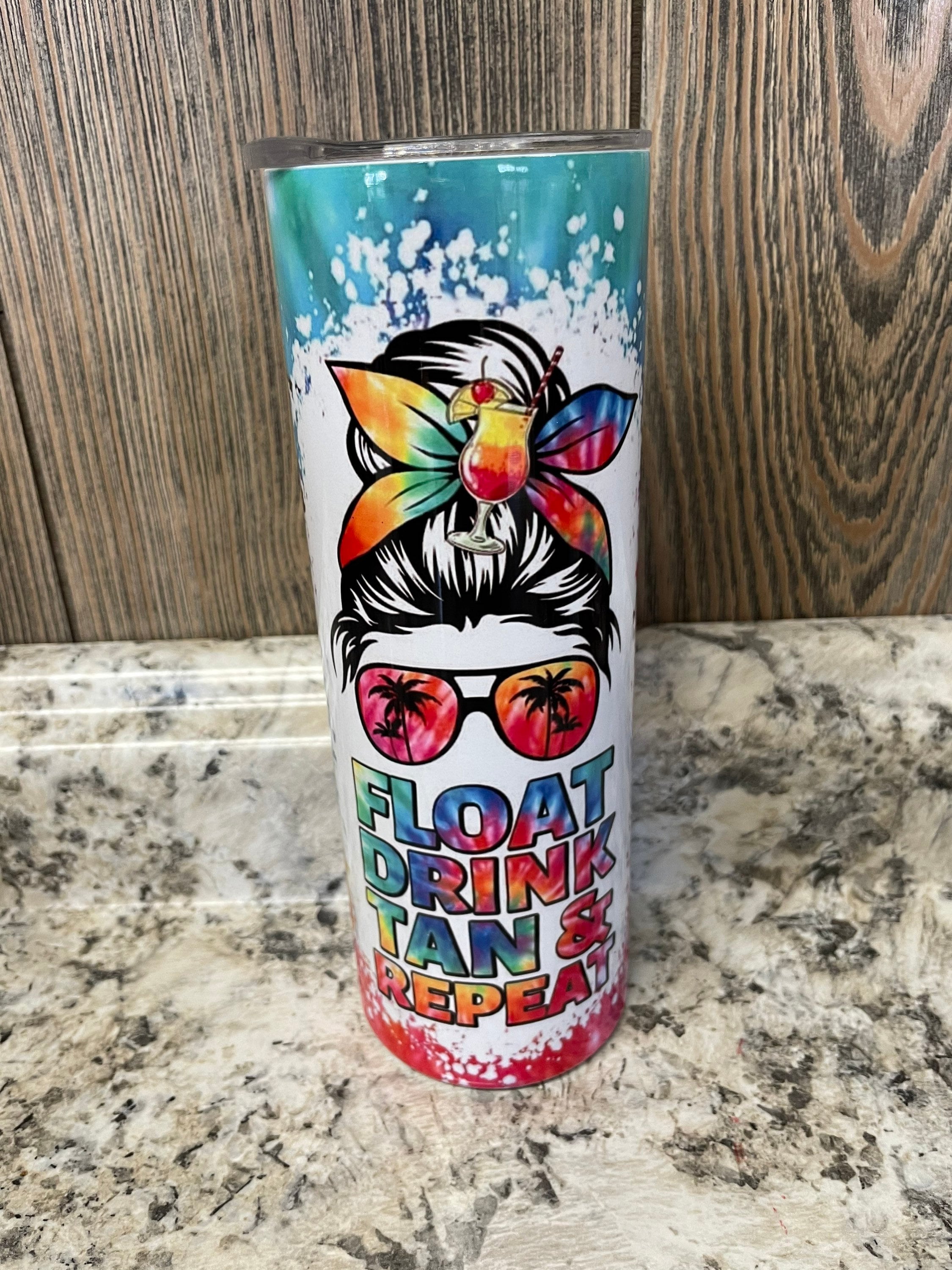 Float Drink Tan Repeat Tie Dye 20 Oz Skinny Tumbler 