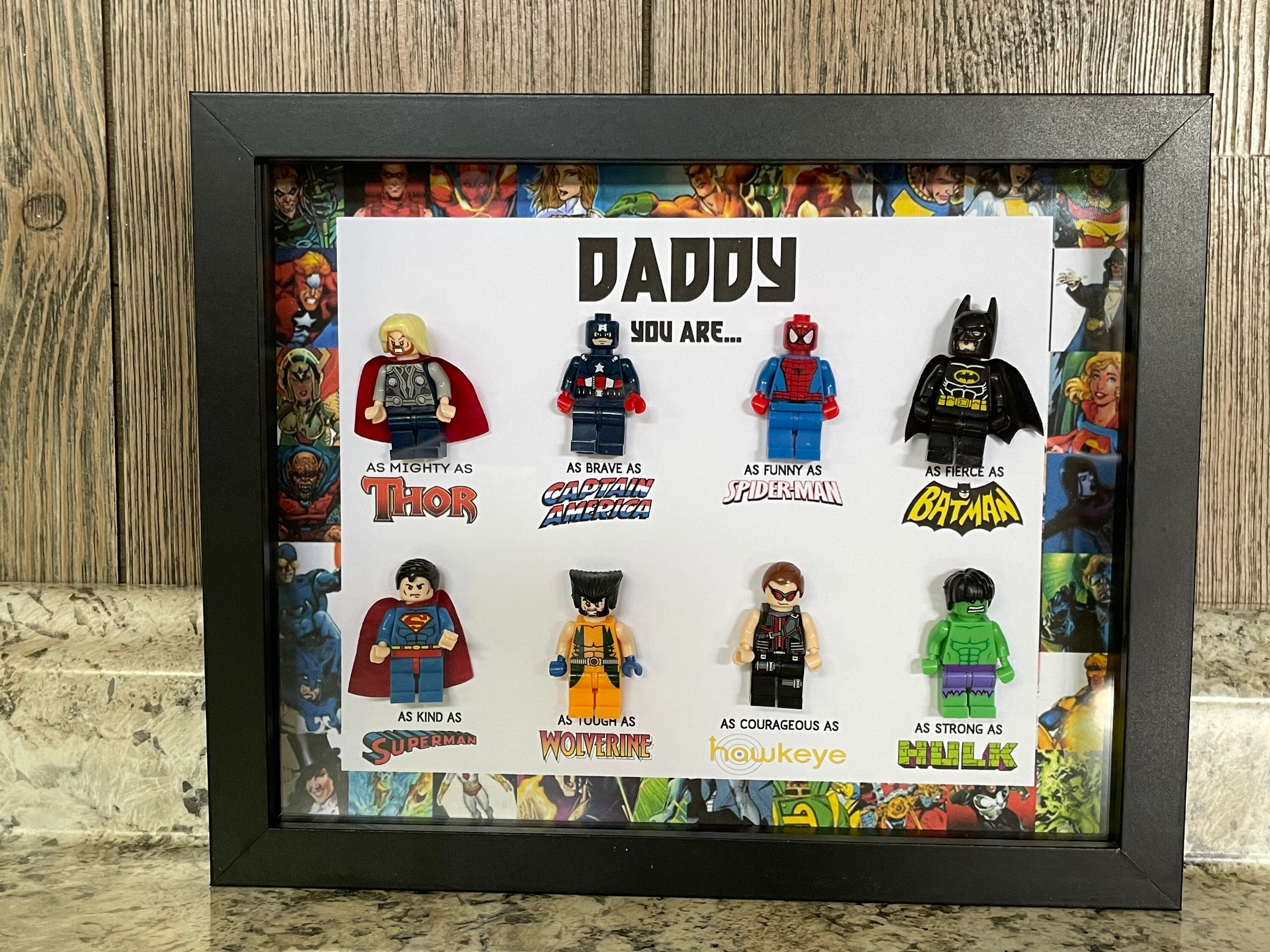 Superhero Minifigures Frame Dad Grandpa Fathers Day Lego Etsy