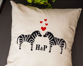 Personalised Valentines Zebra Cushion