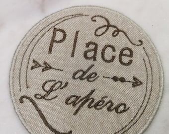 Embroidered coaster "Place de l'apéro"