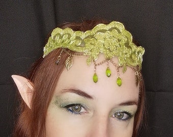 Celtic/Elven tiara in green lace
