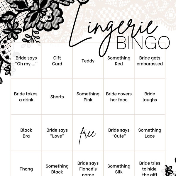 Additional (6) Lingerie Bingo Cards - Cards 25-30