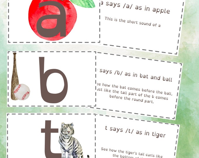 Dyslexic Alphabet Flashcards- Lowercase Letters- Dyslexic Font- Coordinating pictures to help remember letter shapes- Printable PDF