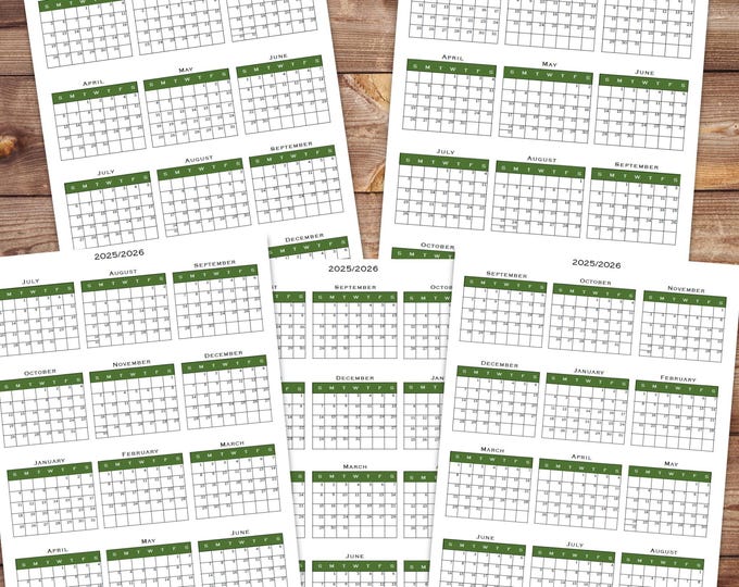 Year at a Glance 2025 2026 full year & Academic Year | Yearly planner | Schedule Your School Year | Homeschool Printables | School Calendar
