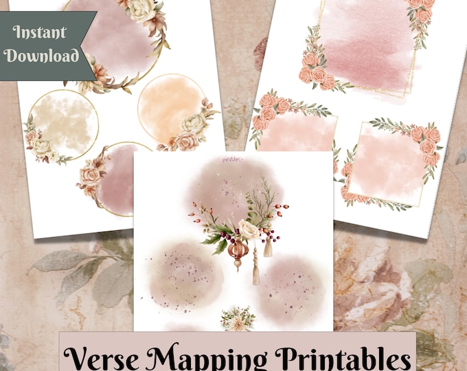 Verse Mapping Printables | Bible Journaling | Scripture Study | Bible Study Printable | Vintage Roses | 3 download files |