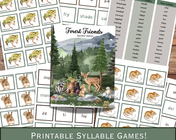Printable Phonics Game | Syllables Game | Homeschool Printables | Compound Words | Open & Closed Syllables | Reading Supplements | Education