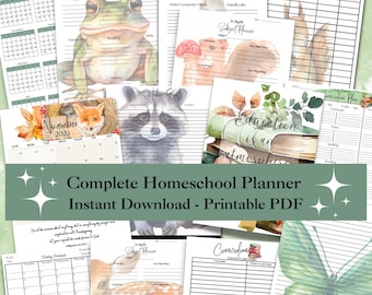 Homeschool Planner Charlotte Mason Inspired | Nature Themed | Curriculum Planners | Academic Year Calendar Pages | 2023 2024 | June -May