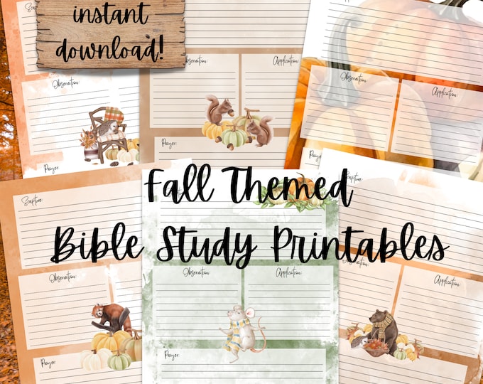 6 SOAP Bible Study Printable Pages |Fall Themed | Scripture Studies | Bible Journaling | Autumn Printables | S.O.A.P. | Fall Forest Animals