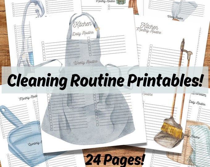 Printable Cleaning Routine Checklists | Cleaning Schedule | Household Chores | To Do lists | Chore List | Daily, Weekly, Monthly, Quarterly