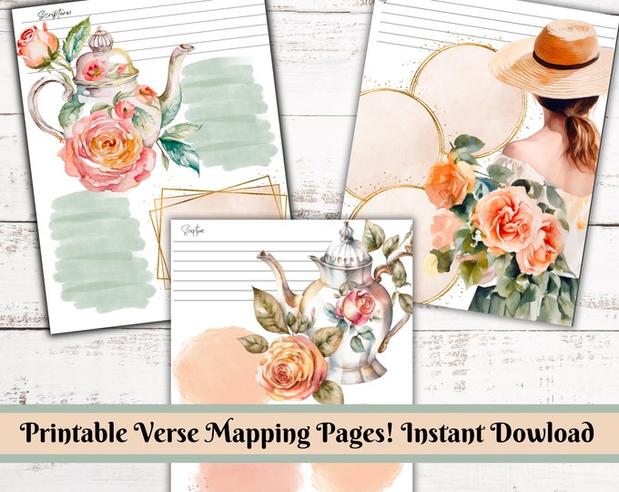 Verse Mapping | 3  Printable Bible Study Pages | Scripture Mapping | Bible Journaling | PDF | English Tea Party | Map out scriptures |