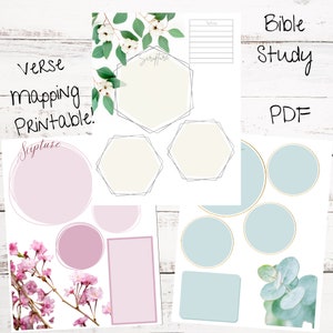 Printable verse mapping pages- Scripture Study- Map out bible verses! Bible Journaling- PDF file- Study notes