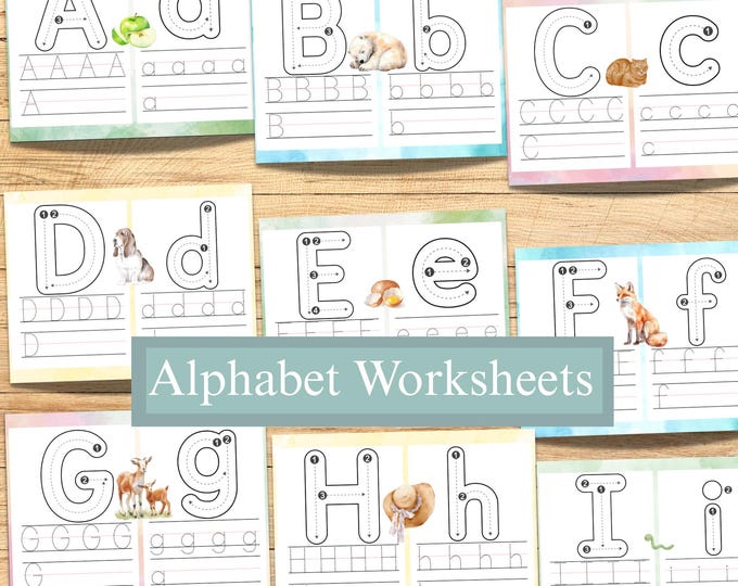 Alphabet Worksheet | ABC Handwriting Printable Worksheet | Letter Writing Practice | Alphabet Charts | Homeschool Printable Worksheets