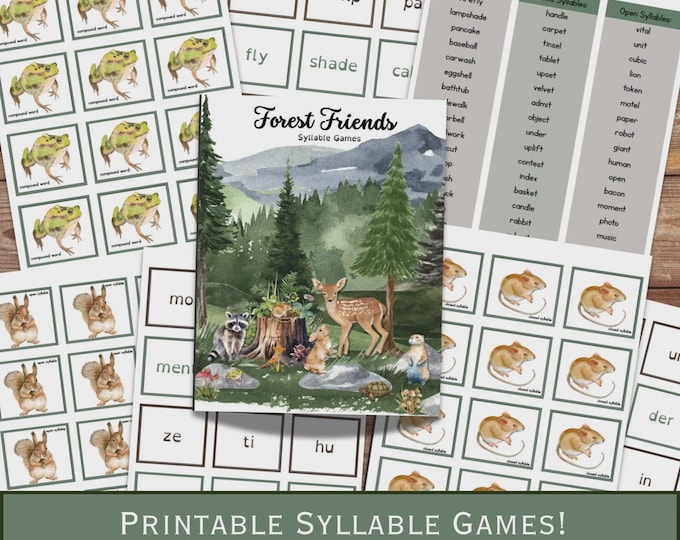Printable Phonics Game | Syllables Game | Homeschool Printables | Compound Words | Open & Closed Syllables | Reading Supplements | Education