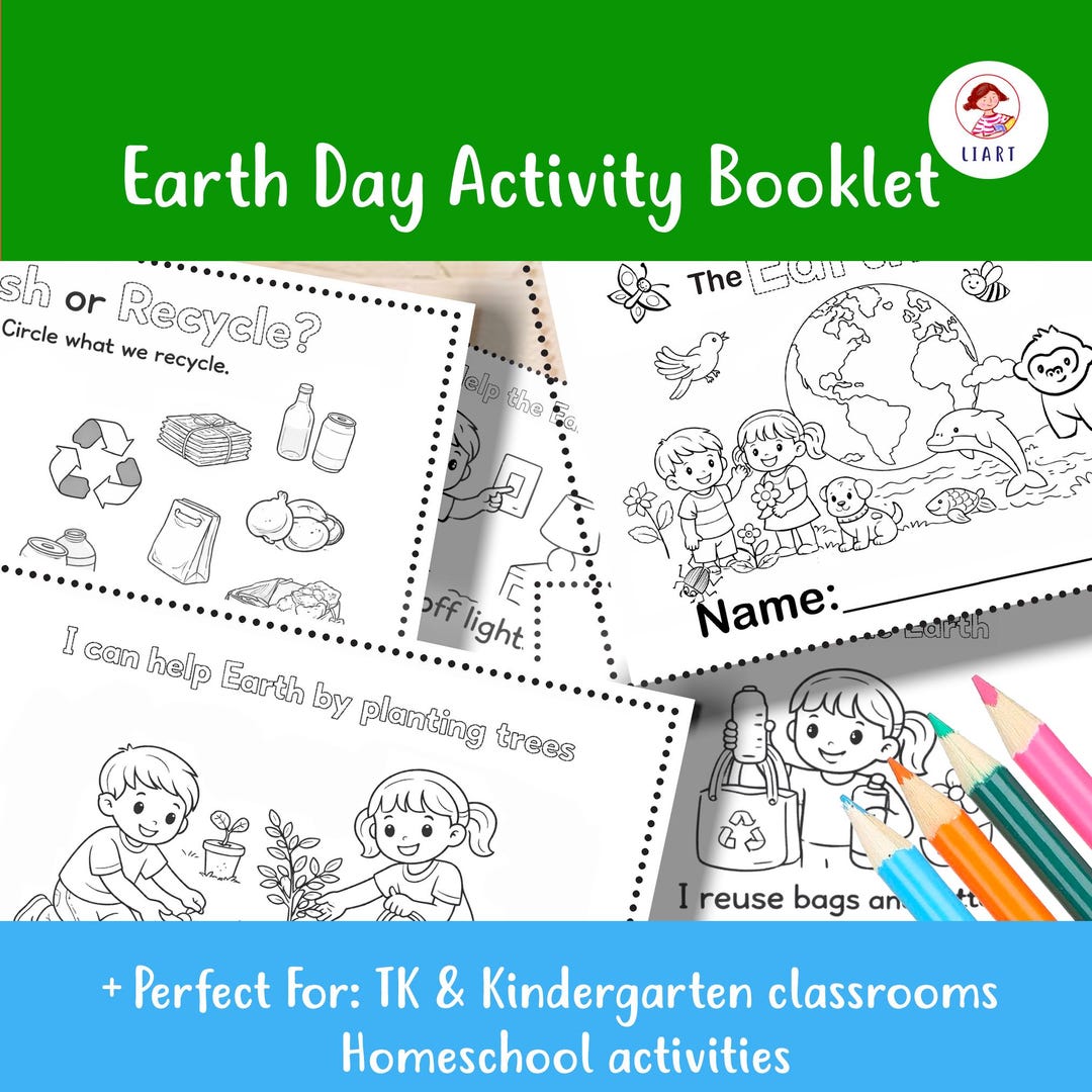 Earth Day Activity Book for Kids | Recycling & Save Water Coloring ...