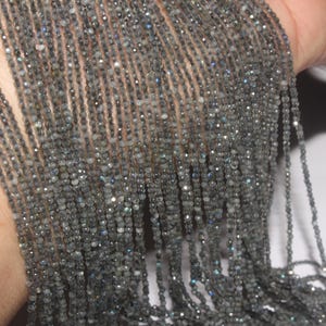 1.8mm Labradorite Faceted Round Beads – Natural Micro Cut Gemstone Beads for Jewelry Making, Tiny Labradorite Beads Strand