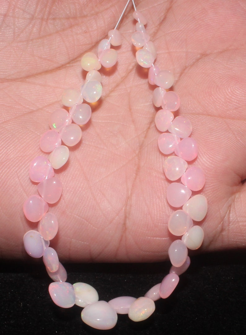 Pink Ethiopian Opal Smooth Heart Beads strand opal heart beads Wholesale Opal beads #6