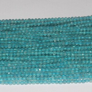 2.2–2.4mm Sky Blue Apatite Faceted Round Beads – Natural Micro Cut Gemstone Beads for Jewelry Making, Tiny Apatite Beads Strand