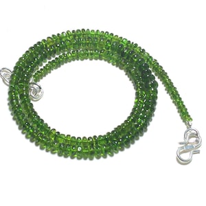 AAA+ Natural Chrome Diopside Gemstone Beads: Smooth Green Rondelles (3-5 MM)