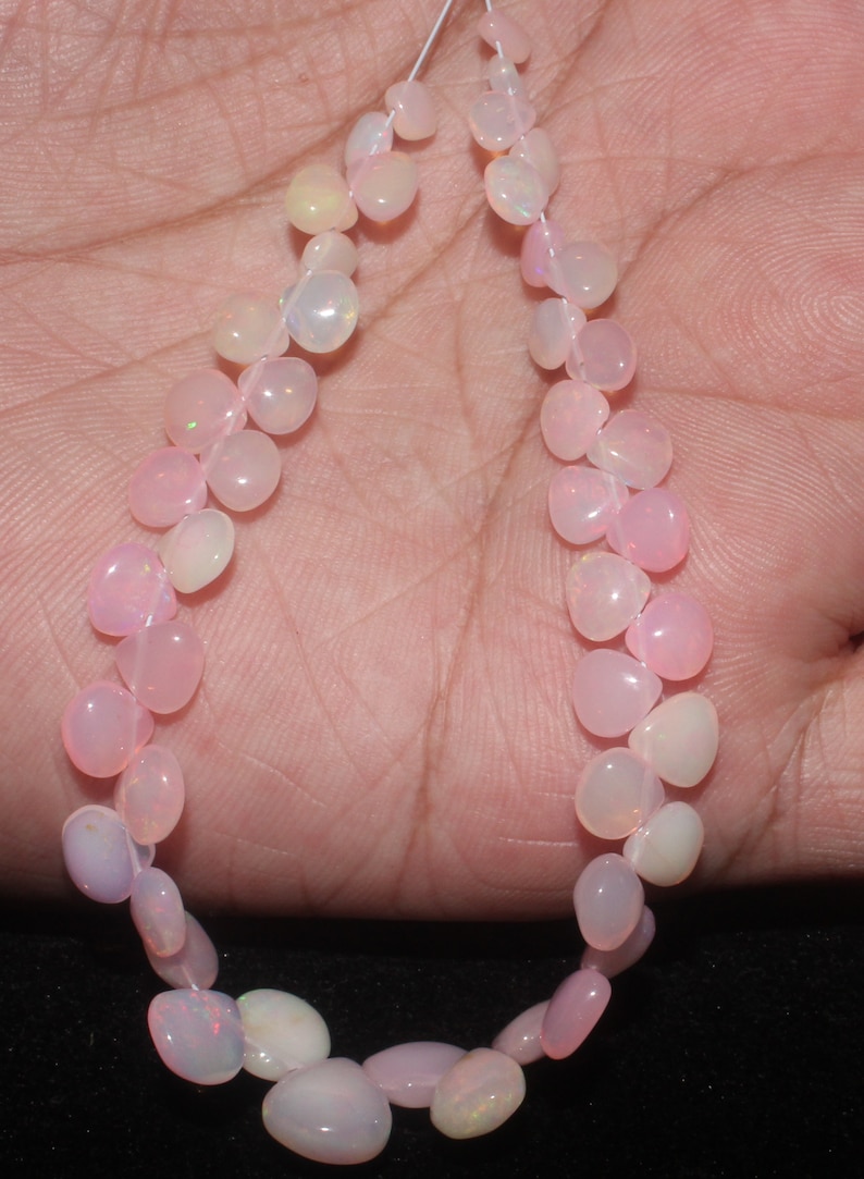 Pink Ethiopian Opal Smooth Heart Beads strand opal heart beads Wholesale Opal beads #6
