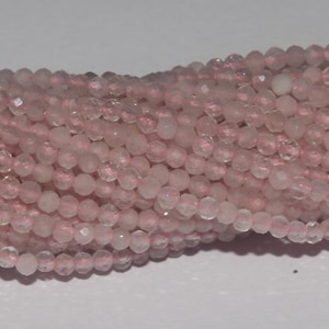 2mm Rose Quartz Faceted Round Beads – Natural Micro Cut Gemstone Beads for Jewelry Making, Tiny Pink Rose Quartz Beads