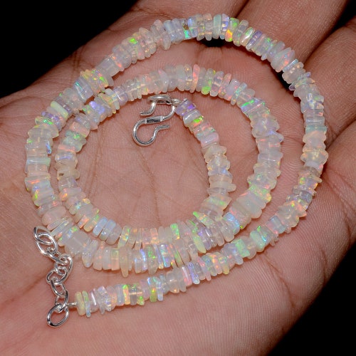 Natural Gemstone deals Ethiopian welo Opal Square Beads Neckalce Ethiopian fire opal Square