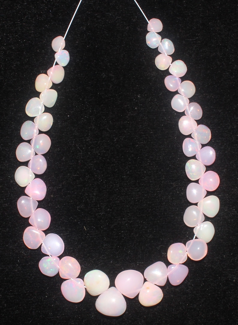 Pink Ethiopian Opal Smooth Heart Beads strand opal heart beads Wholesale Opal beads #6