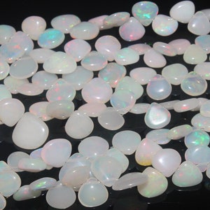 Natürliche Edelstein Multi fire äthiopischen Opal Glatte Herz Perlen 4to7MM 7,5 &#39;&#39; Strang Brioletten #017