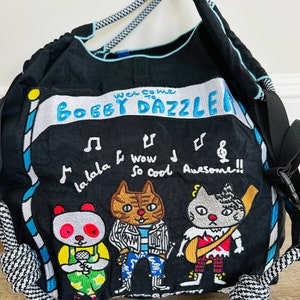Stylish Eco-Friendly Animal Band Embroidered Tote/Crossbody Bag Grocery/School/Work Mothers Day Gift 3 Ways