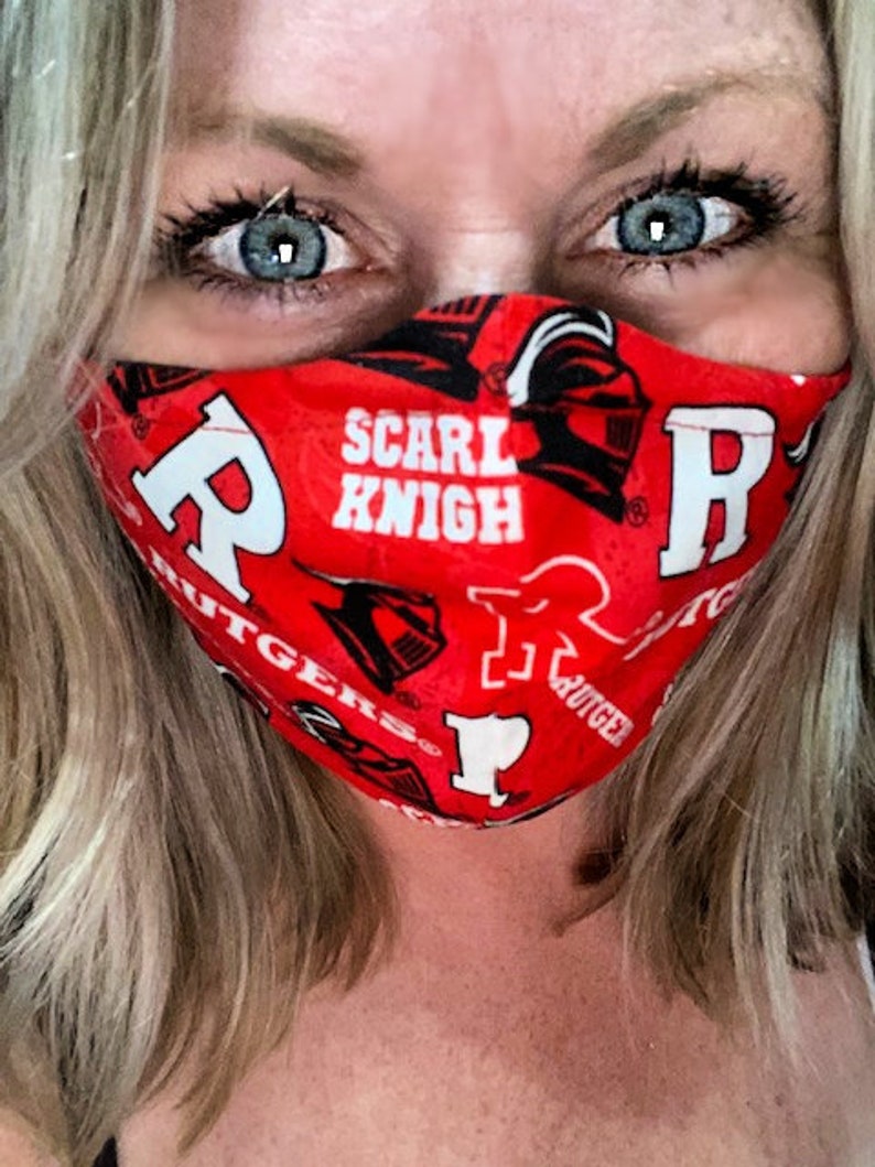 Face Mask Rutgers with nose wire and adjustable ear toggles Etsy
