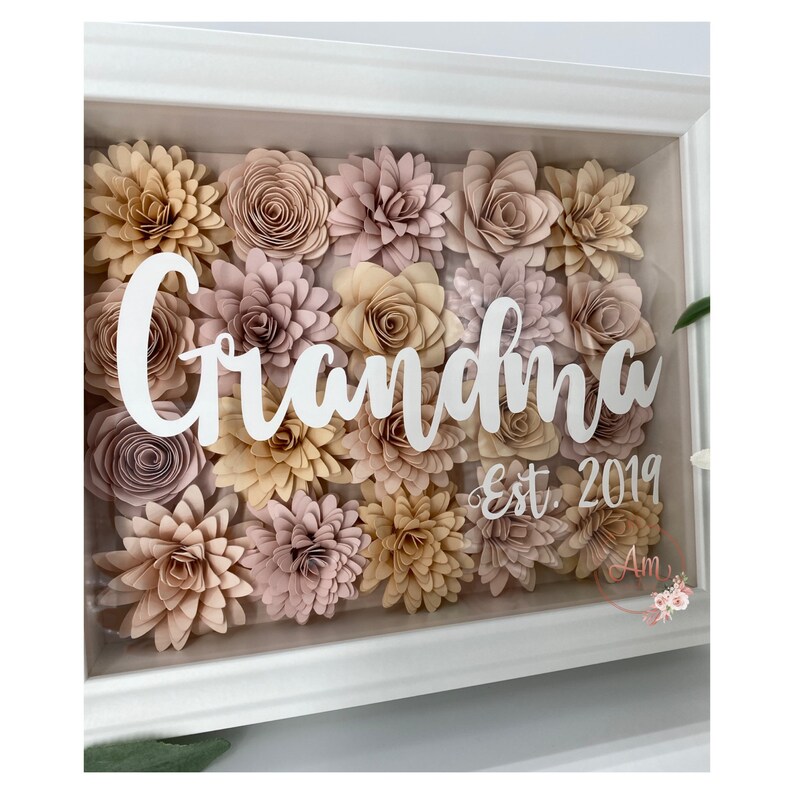 Grandma Shadow Box Paper Flower Shadow Box Grandmother Etsy