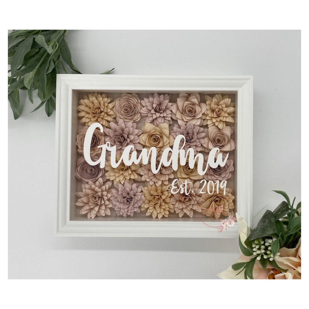 Grandma Shadow Box Paper Flower Shadow Box Grandmother Gift Etsy