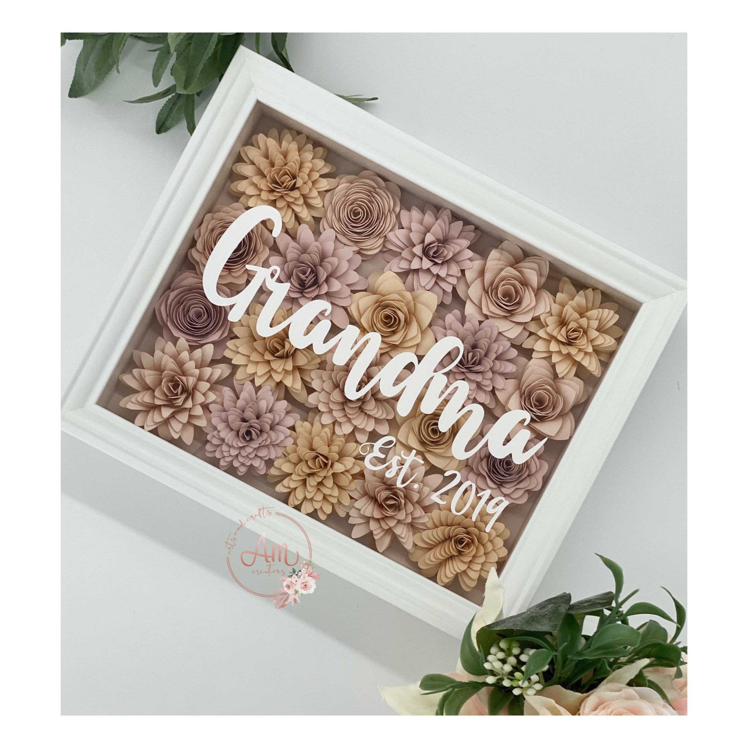 Grandma Shadow Box Paper Flower Shadow Box Grandmother Etsy