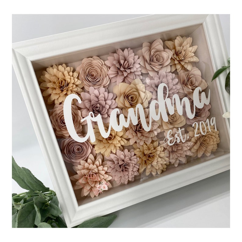 Grandma Shadow Box Paper Flower Shadow Box Grandmother Etsy