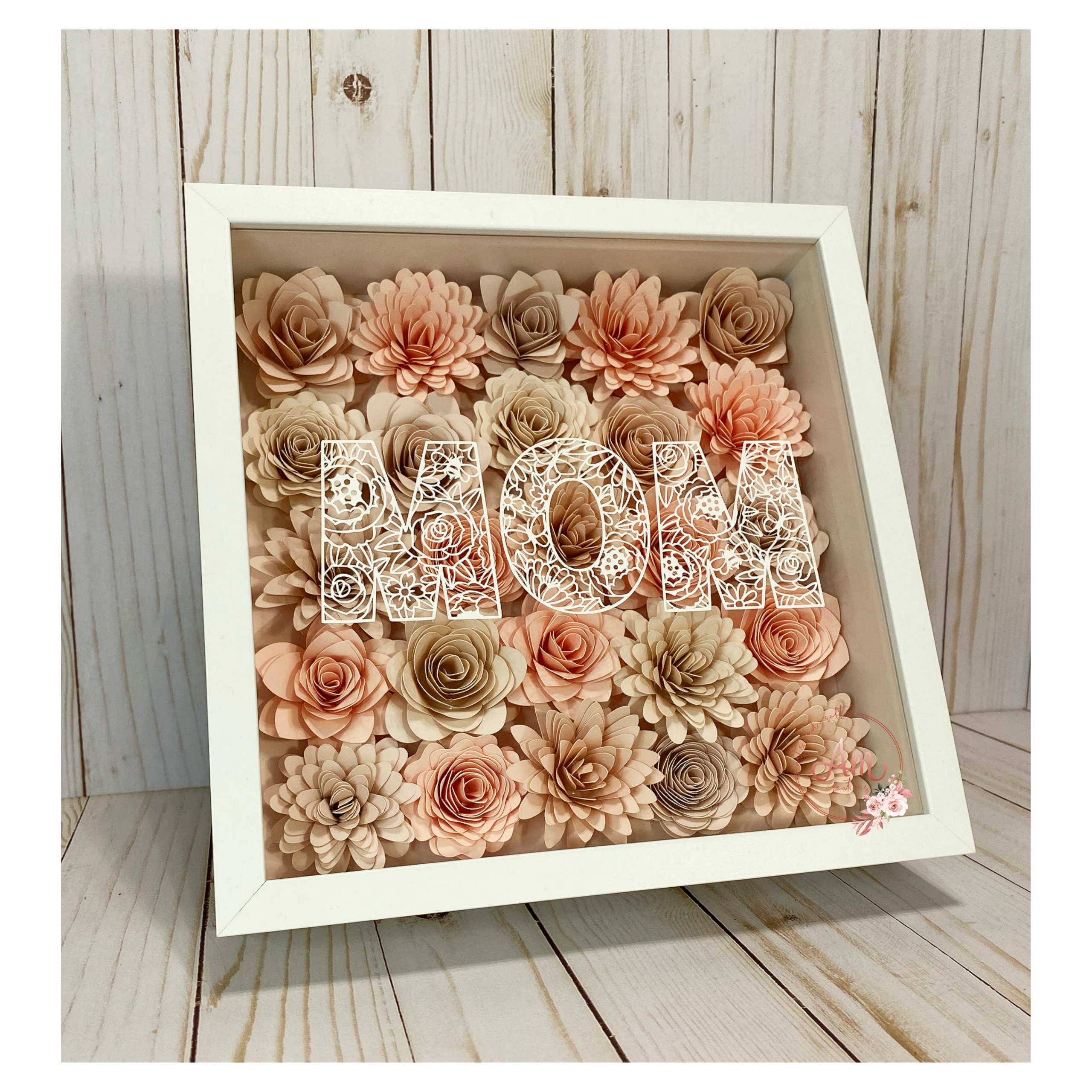 Mom Shadow Box Paper Flower Shadow Box Mothers Day Gift Etsy