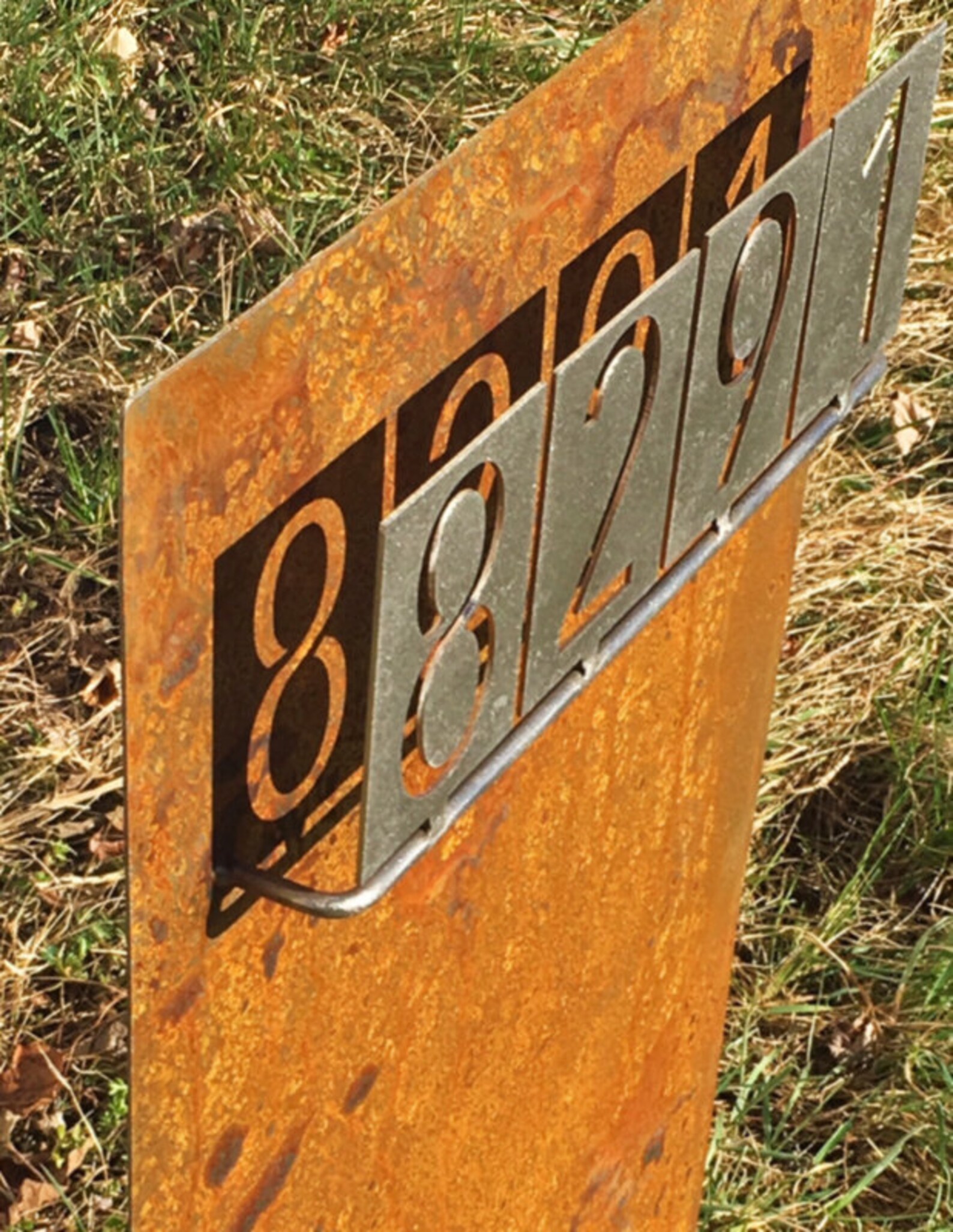 Stainless and Rusted Steel Address Sign Etsy
