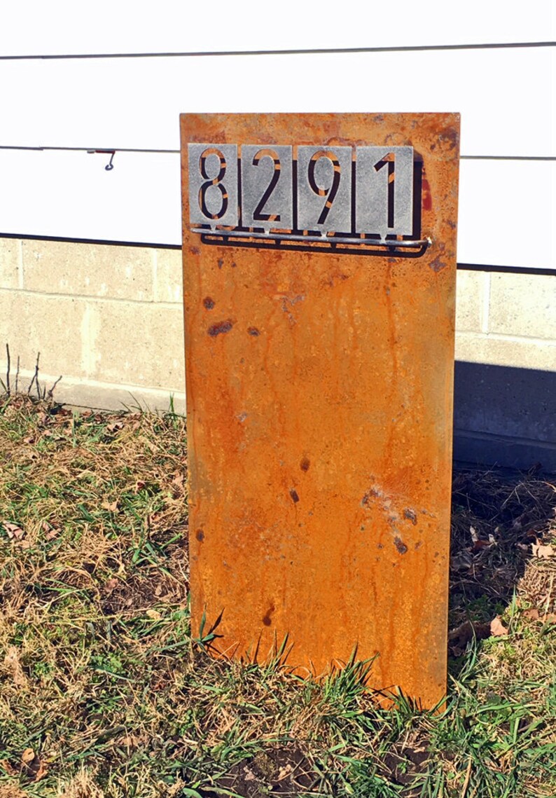 Stainless and Rusted Steel Address Sign Etsy Canada