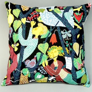Cushion Pilow case - Stig Lindberg Melodi (Melody) black - 45x45 - double sided