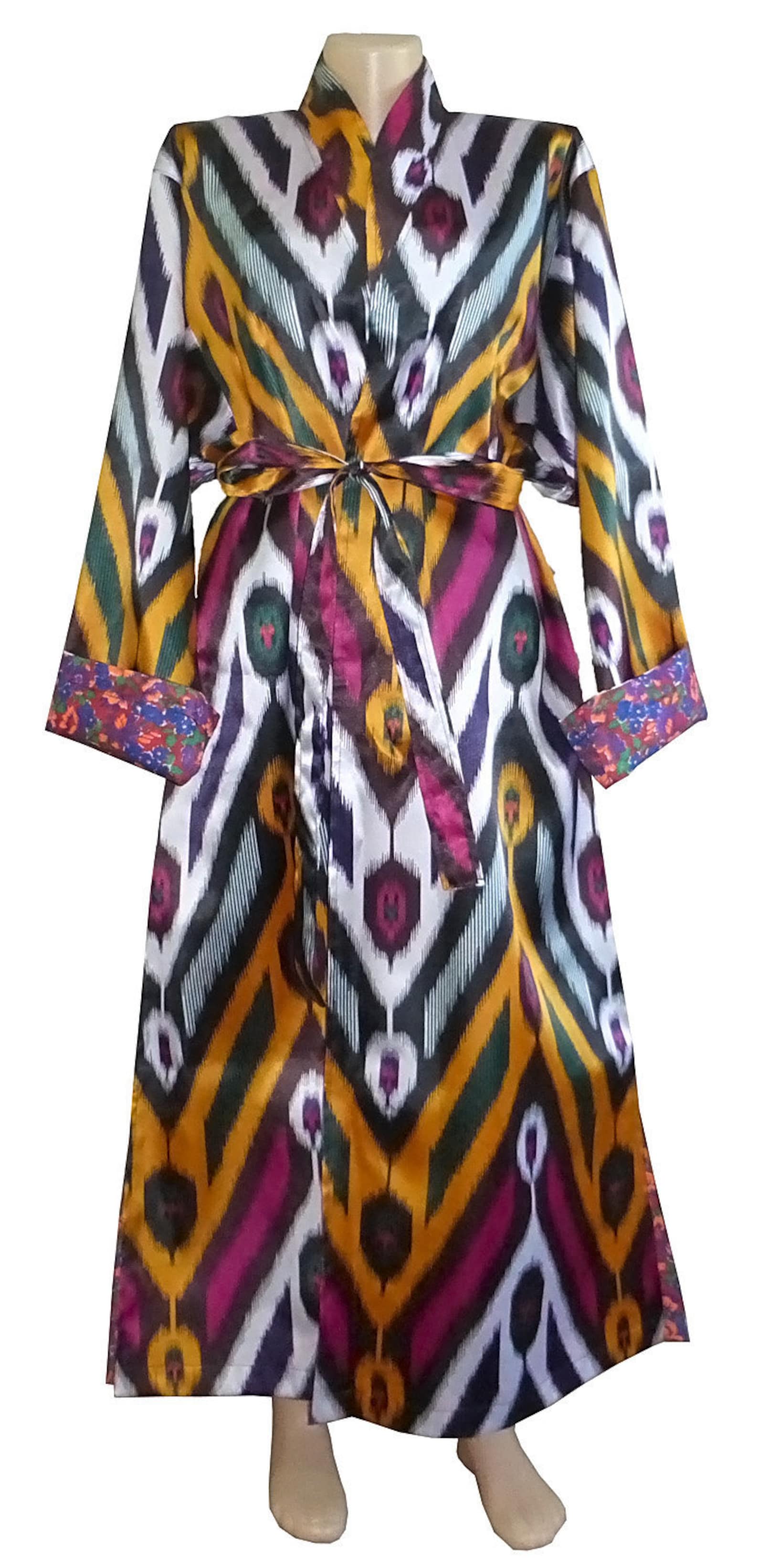 Colorful silk robe dressing gown beach dress caftan Etsy
