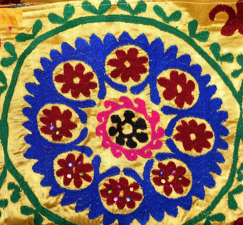 kaftan long jacket coat robe plus size #a11365 caftan vintage natural silk embroidered suzani uzbek chapan