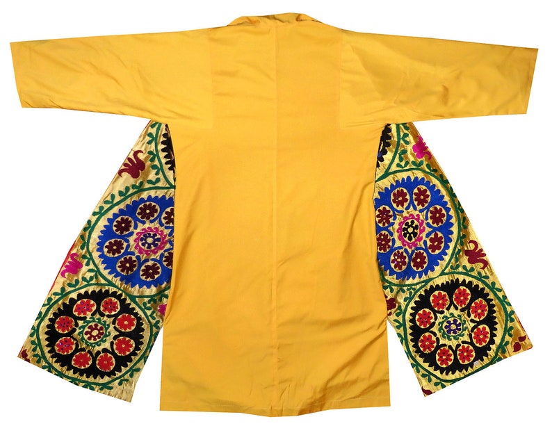 kaftan long jacket coat robe plus size #a11365 caftan vintage natural silk embroidered suzani uzbek chapan