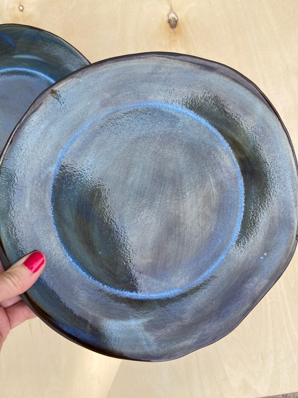 Blue plates set of 3 Etsy