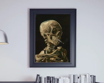 Skull of Skeleton With Burning Cigarette by Vincent Van Gogh Wall Art Van Gogh Art Skull Wall Art Skeleton Wall Art