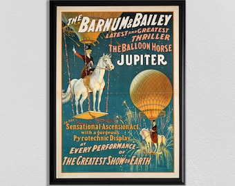 Vintage Barnum & Bailey Circus Poster: Balloon Horse Jupiter Art Print