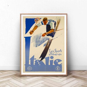 Cartel de esquí de Italia / Italia Arte de pared / Impresión italiana / Arte de pared vintage / Cartel de viaje de Italia / Esquí Italia