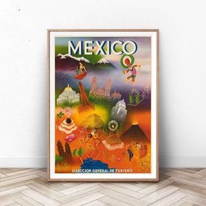 Mexico Poster, Mexican Print, Mexican Art, Mexico Travel Poster, Vintage Travel Poster, Tourism Poster, Cancun Art, Mexico Art Print