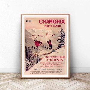 Cartel de Chamonix Mont Blanc / France Wall Art / Paris Print / Vintage Wall Art / France Travel Poster / cartel de esquí