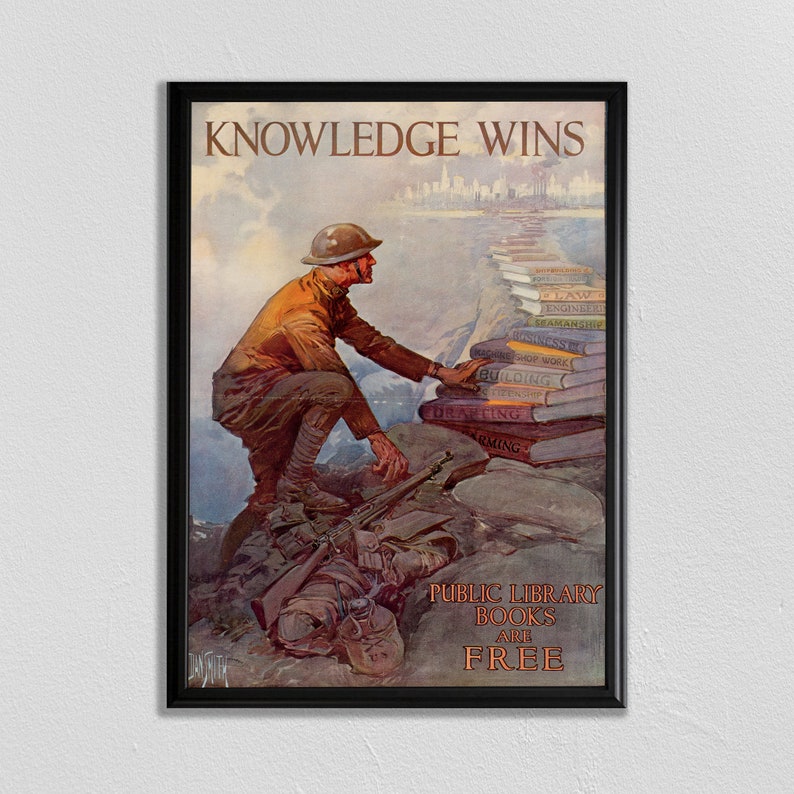 Cartel del libro, cartel de la cita, impresión de la literatura, impresión de cartel vintage, impresión de lectura, cita imprimible, cartel de propaganda de guerra, cita literaria imagen 1