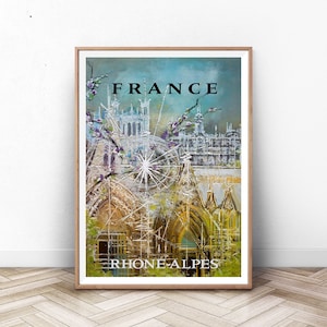 RHONE FRANCE Cartel de viaje, arte de viaje, cartel de France, cartel de turismo, cartel francés, arte de viaje de Francia, , cartel de Champagne, impresión de vino